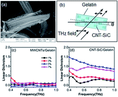 Graphical abstract: Anisotropic terahertz response of stretch-aligned composite films based on carbon nanotube–SiC hybrid structures