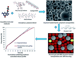 Graphical abstract: Synthesis of hybrid polymer blend nanoparticles and incorporation into in situ gel foam spray for controlled release therapy using a versatile synthetic purine nucleoside analogue antiviral drug