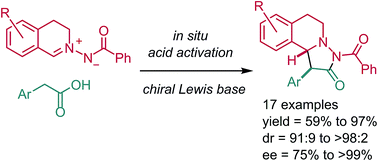 Graphical abstract: Stereoselective Lewis base catalyzed formal 1,3-dipolar cycloaddition of azomethine imines with mixed anhydrides