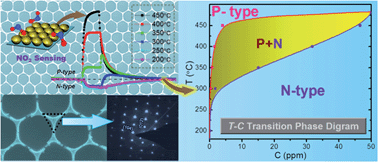 Graphical abstract: Highly reversible switching from P- to N-type NO2 sensing in a monolayer Fe2O3 inverse opal film and the associated P–N transition phase diagram