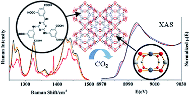 Graphical abstract: In situ spectroscopy studies of CO2 adsorption in a dually functionalized microporous metal–organic framework