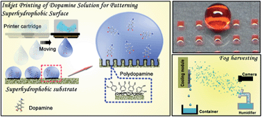 Graphical abstract: Inkjet printing for direct micropatterning of a superhydrophobic surface: toward biomimetic fog harvesting surfaces