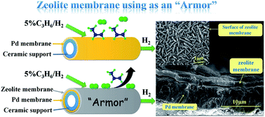 Graphical abstract: Synthesis of a zeolite membrane as a protective layer on a metallic Pd composite membrane for hydrogen purification