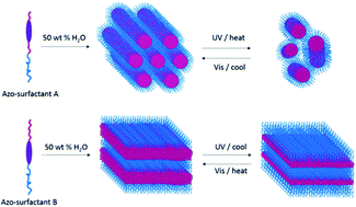 Graphical abstract: Azobenzene moiety variation directing self-assembly and photoresponsive behavior of azo-surfactants