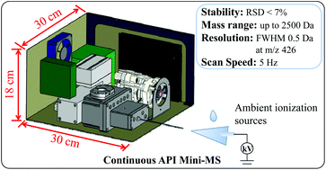 Graphical abstract: Development of a miniature mass spectrometer with continuous atmospheric pressure interface