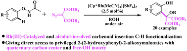 Graphical abstract: Rh(iii)-catalyzed and alcohol-involved carbenoid C–H insertion into N-phenoxyacetamides using α-diazomalonates