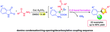 Graphical abstract: Intramolecular decarboxylative coupling as the key step in copper-catalyzed domino reaction: facile access to 2-(1,3,4-oxadiazol-2-yl)aniline derivatives