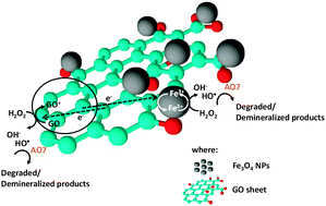 Graphical abstract: The sacrificial role of graphene oxide in stabilising a Fenton-like catalyst GO–Fe3O4