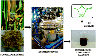 Graphical abstract: Conversion of levulinic acid into γ-valerolactone using Fe3(CO)12: mimicking a biorefinery setting by exploiting crude liquors from biomass acid hydrolysis
