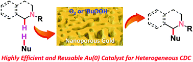 Graphical abstract: Highly efficient heterogeneous aerobic cross-dehydrogenative coupling via C–H functionalization of tertiary amines using a nanoporous gold skeleton catalyst