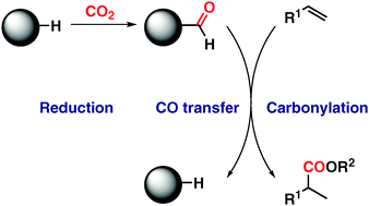 Graphical abstract: A recyclable CO surrogate in regioselective alkoxycarbonylation of alkenes: indirect use of carbon dioxide