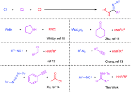 Graphical abstract: Palladium-catalyzed three-component reaction of N-tosyl hydrazones, isonitriles and amines leading to amidines