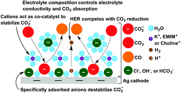 Graphical abstract: The effect of electrolyte composition on the electroreduction of CO2 to CO on Ag based gas diffusion electrodes