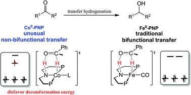 Graphical abstract: Unusual non-bifunctional mechanism for Co-PNP complex catalyzed transfer hydrogenation governed by the electronic configuration of metal center