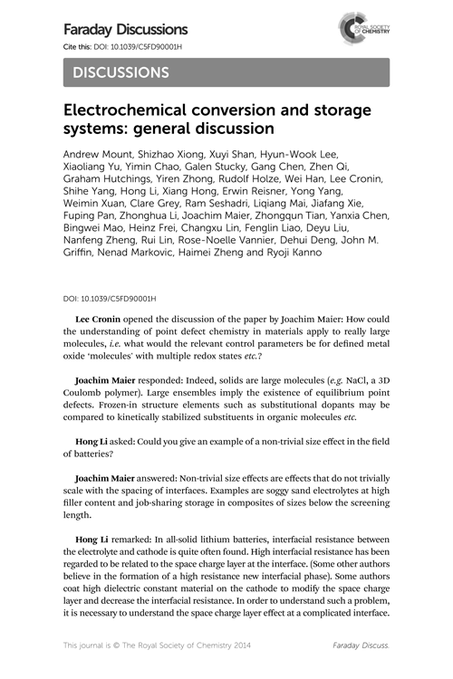 Electrochemical conversion and storage systems: general discussion