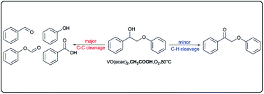 Graphical abstract: Selective oxidative C–C bond cleavage of a lignin model compound in the presence of acetic acid with a vanadium catalyst
