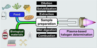 Graphical abstract: Halogen determination in food and biological materials using plasma-based techniques: challenges and trends of sample preparation