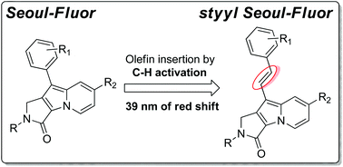 Graphical abstract: Unique photophysical properties of 9-styryl-1,2-dihydropyrrolo[3,4-β]indolizin-3-one and its efficient synthesis via direct C–H activation