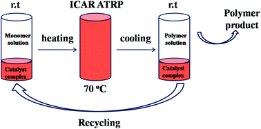 Graphical abstract: Fe(iii)-mediated ICAR ATRP in a p-xylene/PEG-200 biphasic system: facile and highly efficient separation and recycling of an iron catalyst