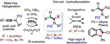 Graphical abstract: Triphenylphosphine promoted regio and stereoselective α-halogenation of ynamides
