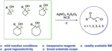 Graphical abstract: Regiospecific synthesis of distally chlorinated ketones via C–C bond cleavage of cycloalkanols