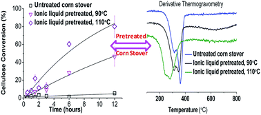 Graphical abstract: A comparative study of enzymatic hydrolysis and thermal degradation of corn stover: understanding biomass pretreatment