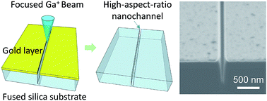 Graphical abstract: Flexible and in situ fabrication of nanochannels with high aspect ratios and nanopillar arrays in fused silica substrates utilizing focused ion beam