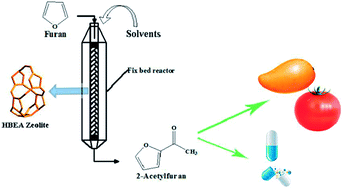 Graphical abstract: Methods to delay deactivation of zeolites on furan acylation: continuous liquid-phase technology and solvent effects