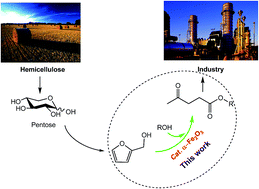 Graphical abstract: Efficient conversion of biomass-derived furfuryl alcohol to levulinate esters over commercial α-Fe2O3