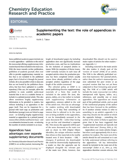 Supplementing the text: the role of appendices in academic papers