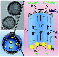 Graphical abstract: Spatial separation of oxidation and reduction co-catalysts for efficient charge separation: Pt@TiO2@MnOx hollow spheres for photocatalytic reactions