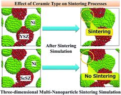 Graphical abstract: Multi-nanoparticle model simulations of the porosity effect on sintering processes in Ni/YSZ and Ni/ScSZ by the molecular dynamics method
