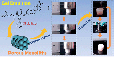 Graphical abstract: Compressible porous hybrid monoliths: preparation via a low molecular mass gelators-based gel-emulsion approach and exceptional performances