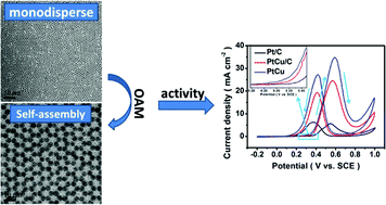 Graphical abstract: Monodisperse and self-assembled Pt-Cu nanoparticles as an efficient electrocatalyst for the methanol oxidation reaction