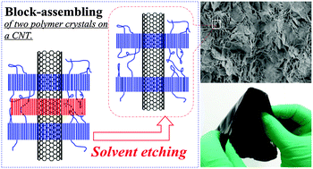 Graphical abstract: Block-assembling: a new strategy for fabricating conductive nanoporous materials from nanocomposites based on a melt-miscible crystalline/crystalline blend and MWCNTs