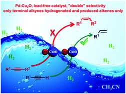 Graphical abstract: A Pd–Cu2O nanocomposite as an effective synergistic catalyst for selective semi-hydrogenation of the terminal alkynes only