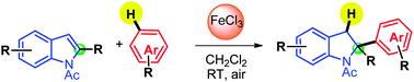 Graphical abstract: Intermolecular dearomative C2-arylation of N-Ac indoles activated by FeCl3
