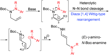 Graphical abstract: Diaza [1,4] Wittig-type rearrangement of N-allylic-N-Boc-hydrazines into γ-amino-N-Boc-enamines