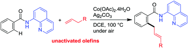 Graphical abstract: Cobalt-catalyzed chelation assisted C–H allylation of aromatic amides with unactivated olefins