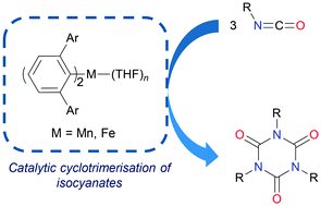 Graphical abstract: Cyclotrimerisation of isocyanates catalysed by low-coordinate Mn(ii) and Fe(ii) m-terphenyl complexes