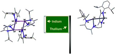 Graphical abstract: Dinuclear indium and thallium diyls: biscarbenoids or metal cluster?