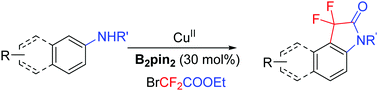Graphical abstract: Copper/B2pin2-catalyzed C–H difluoroacetylation–cycloamidation of anilines leading to the formation of 3,3-difluoro-2-oxindoles