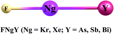 Graphical abstract: Prediction of neutral noble gas insertion compounds with heavier pnictides: FNgY (Ng = Kr and Xe; Y = As, Sb and Bi)