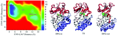 Graphical abstract: Energetics and structural characterization of the “DFG-flip” conformational transition of B-RAF kinase: a SITS molecular dynamics study