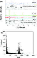 Graphical abstract: Fluorescent LaVO4:Eu3+ micro/nanocrystals: pH-tuned shape and phase evolution and investigation of the mechanism of detection of Fe3+ ions