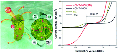 Graphical abstract: A 3D bi-functional porous N-doped carbon microtube sponge electrocatalyst for oxygen reduction and oxygen evolution reactions