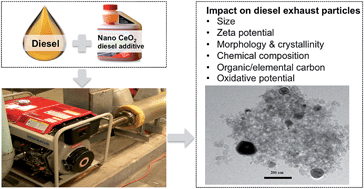 Graphical abstract: Effects of a nanoceria fuel additive on the physicochemical properties of diesel exhaust particles