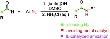 Graphical abstract: [bmIm]OH-catalyzed amidation of azides and aldehydes: an efficient route to amides
