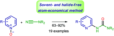 Graphical abstract: Solvent- and halide-free synthesis of pyridine-2-yl substituted ureas through facile C–H functionalization of pyridine N-oxides