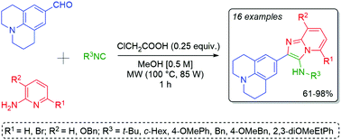 Graphical abstract: Synthesis of 2-julolidin-imidazo[1,2-a]pyridines via Groebke–Blackburn–Bienaymé reaction and studies of optical properties